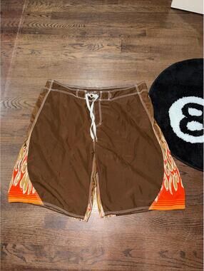 Arizona Jeans Co Flame Surf Trunks Mens LG Vintage Y2K 90s Rare